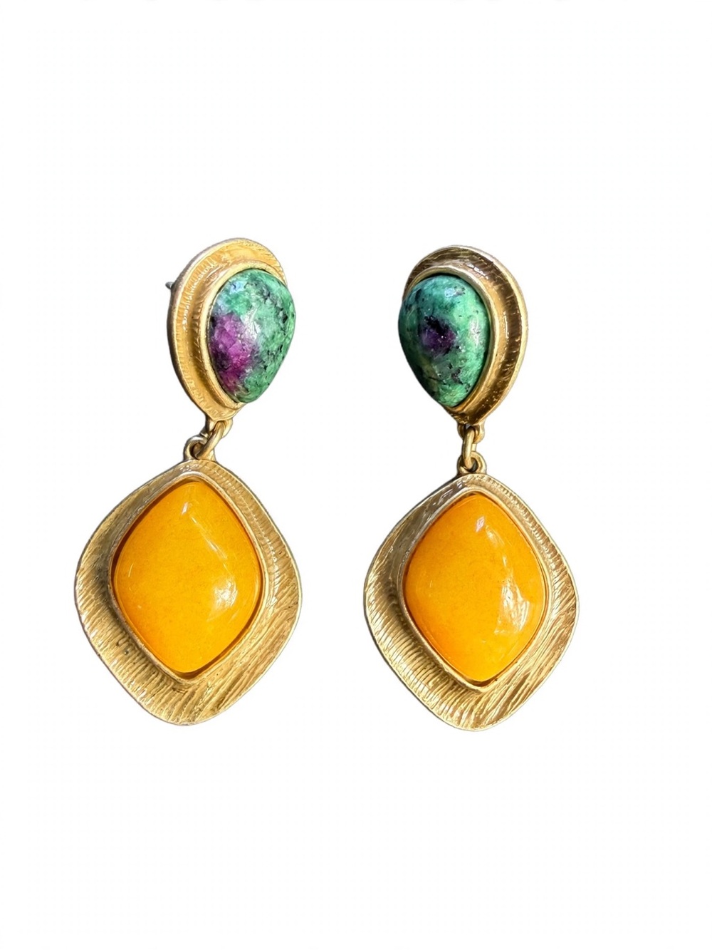 NEW Earrings Gold-Tone Hammered Dangle Earrings For Women 925 Silver Posts E075